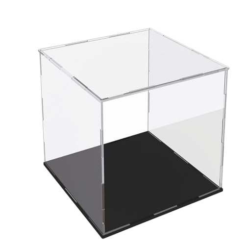 Image of Premium Acrylic Display Case for Collectibles, Action Figures & Toys | Transparent Dustproof Display Box with Black Base (8 inch L x 8 inch W x 8 inch H)