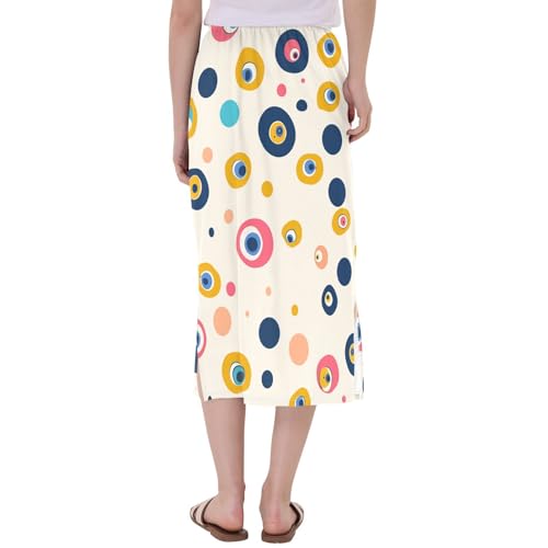 Women's Trendy High Waisted Midi Slip Skirt Spring Midi Skirt with Slit3