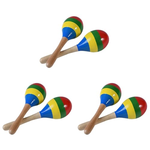 Booso Maracas Hochets à Percussion à Main, Instrument de Musique Rumba Shaker en Bois pour Enfants Adultes, Lot de 6