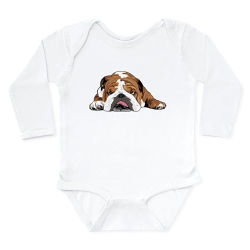 Image of CafePress Teddy The English Bulldog Body Suit Unisex Long Sleeve Baby Bodysuit Infant Romper Cloud White