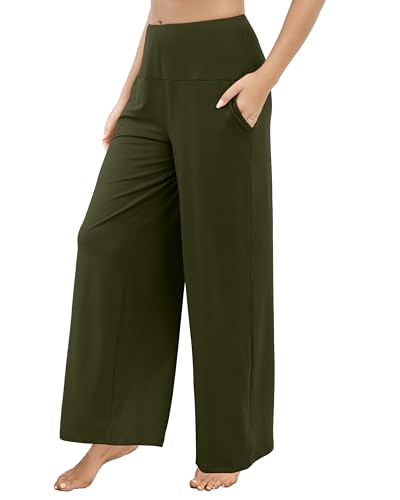 CHICASIMR Wide Leg Womens Pants High Waist Loose Flowy Comfy Lounge Stretch Soft Women Pants Casual Pants