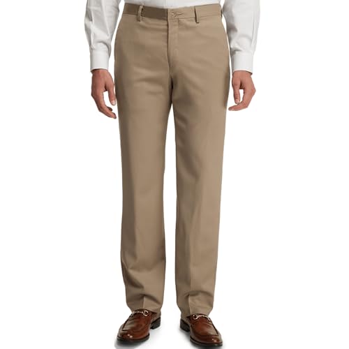 Men's Wrinkle-Resistant Dress Pants No-Iron Classic Fit Hidden