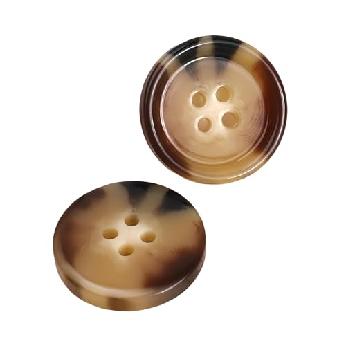 20PCS Resin Round Buttons Craft Sewing Snaps 4 Holes Handmade DIY Accessories (Brown, 28mm)