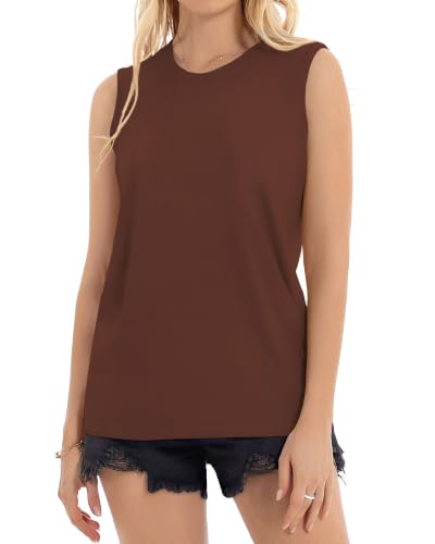 Image of Womens Tank Tops Summer Casual Sleeveless Top Loose Fit Basic Tunic Shirts