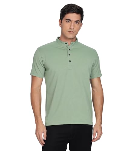 Image of Men's and Boy's Polyster T-Shirt with Mandarin Collared Neck Half Sleeves Closuer Button and Regular Fit | Polo t Shirt for Man || Color Tshirt for Men & Boy