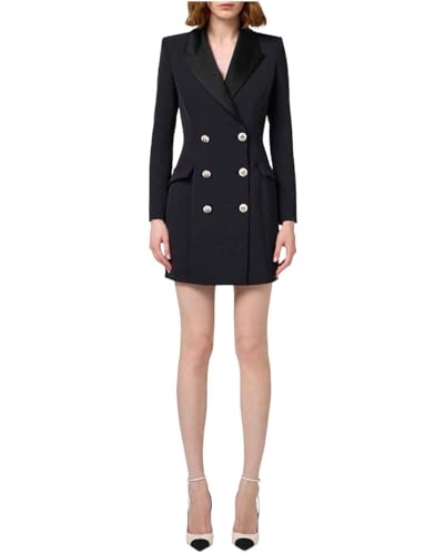Veste de costume femme blazer long chic revers de pointe manteau affaires