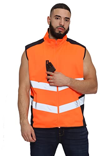 Parsa Fashions HI Vis Viz Body Warmer Visibility Fleece Polyester Waterproof Gilet Waistcoat (as8, alpha, one_size, regular, regular, Orange-Navy, XL)