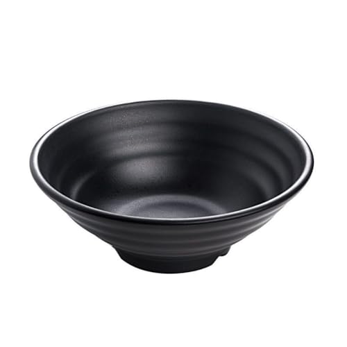 Cuenco de melamina Ramen con rayas negras puras, fideos, resistente a altas temperaturas, cuencos de sopa de ensalada de frutas (M)