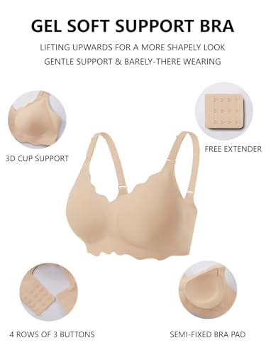 image for COCOMARTS Jelly Bras for Women No Underwire Scalloped Push Up Wireless