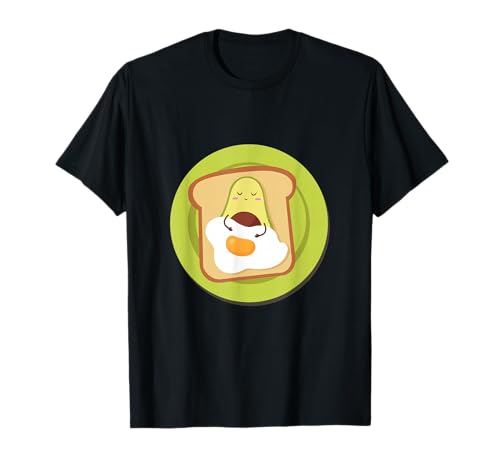 Tostada de Aguacate Huevo Lindo sándwich sueño Divertido abrazar Kawaii Camiseta