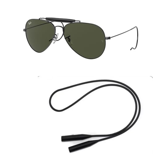 Ray-Ban RB3030 Sunglasses Bundle: RB 3030 OUTDOORSMAN I L9500 Outdoorsman I Black G-15 Gree and Universal Anti-slip Silicone Leash2