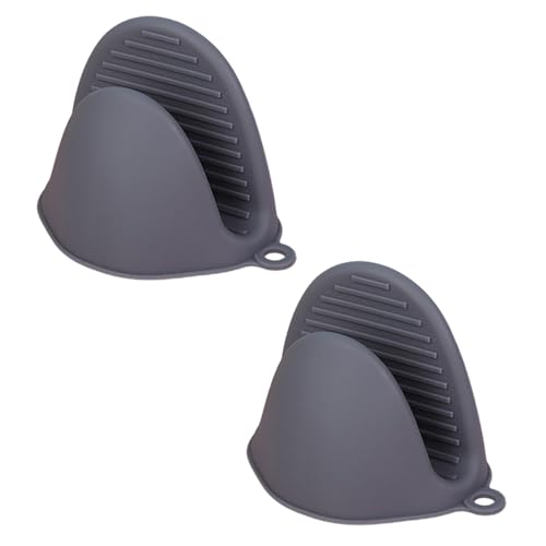 Bodhi2000 Guanti da forno resistenti al calore antiscivolo in silicone 1 paio di mini presine isolati per cucina barbecue grigio scuro