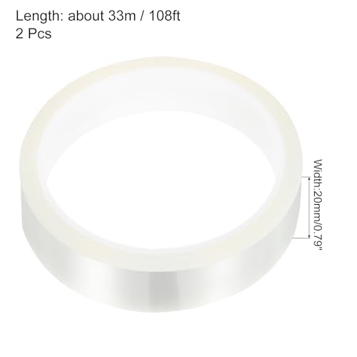 Image of uxcell Clear Heat Tape, 2 Rolls 20mmx33m 108ft High Temperature Heat Resistant Tape for Sublimation,Heat Vinyl Press,Heat Transfer, Circuit Board, No Residue