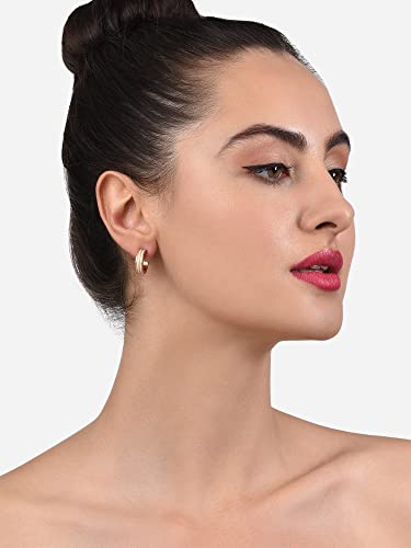 Image of Zaveri Pearls Set Of 3 Gold Tone Contemporary Smart Casual Wear Hoop Earrings For Women-ZPFK14045