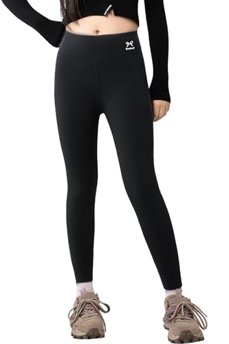 Happy Cherry - Niña Pantalones Mallas Térmicos Leggins Largos Invierno Forro Polar Algodón para Niñas Infantil 4-12 Años Pantalón Cálido Forrados Elástico para Primavera Otoño - 110-116 - Negro
