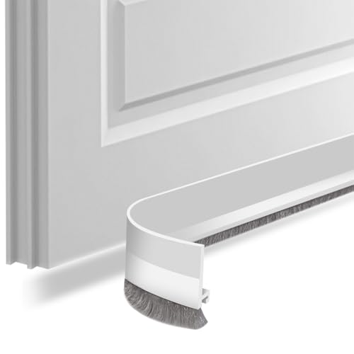 Guarnizione per porta, autoadesiva, con spazzola per porta, guarnizione a spazzola, guarnizione per porta della stanza, paraspifferi (bianco, 3 cm)