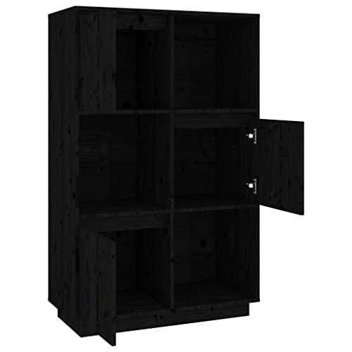 Aparador de pino macizo negro de diseño elegante para decoración del hogar 8