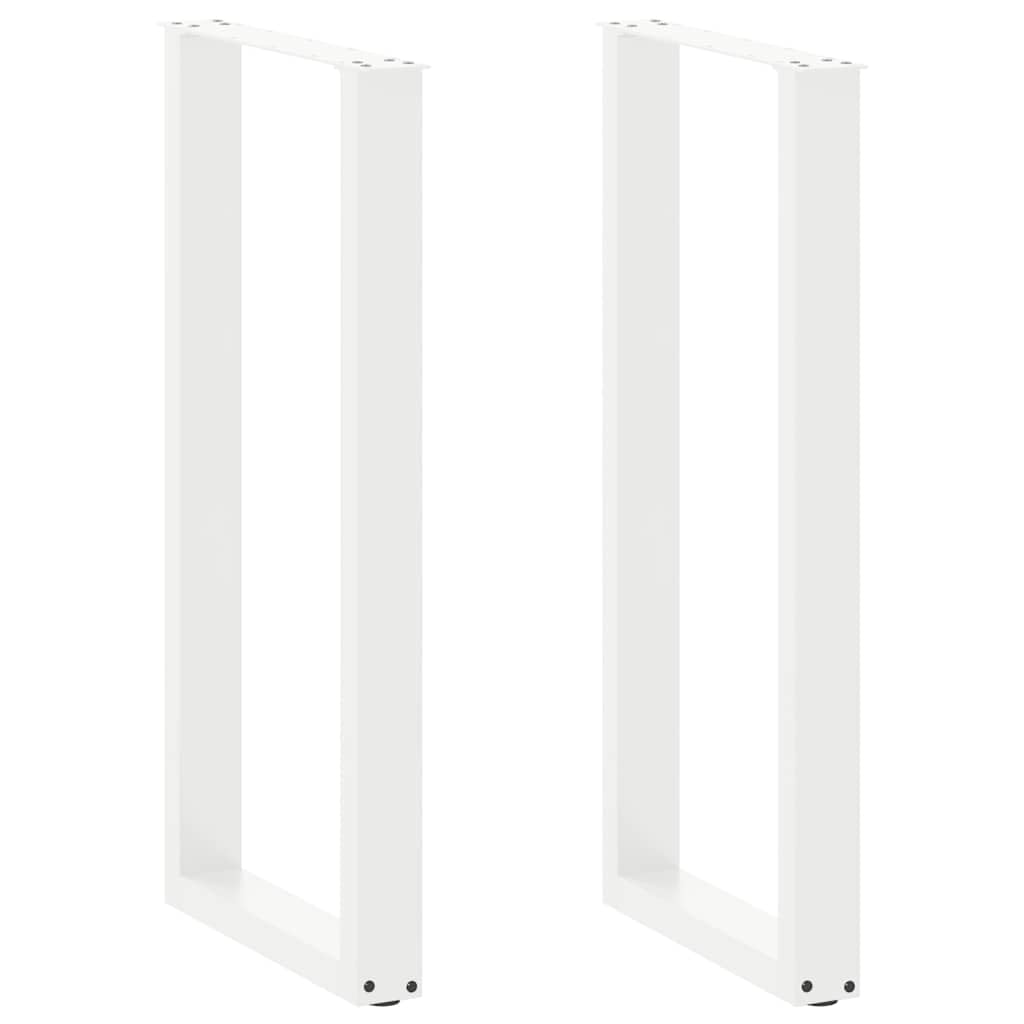 SXZenSpace White U-Shaped Bar Table Legs 50 x 100-101 cm Powder-Coated Steel Adjustable Feet Set of 2 Modern Heavy-Duty Support for Kitchen Breakfast Counter Dining Room Office