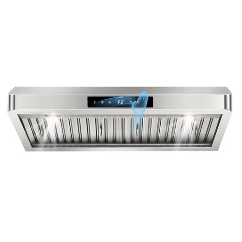 30 inch Under Cabinet Range Hood 1200 CFM with 4-Speed Gesture Sensing & Touch Control, Stainless Steel Kitchen Stove Vent Hoods with 2 LED Lights, Ti