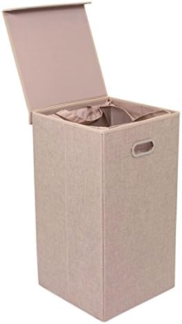 Laundry Hamper with Lid | Removable mesh bags | Single Compartment Clothes Hamper | Cream