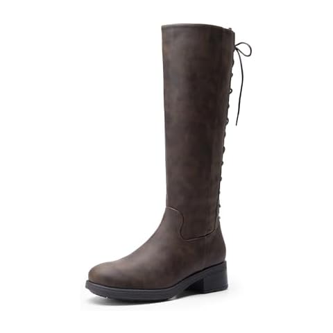 DREAM PAIRS Women's Lace Up Knee High Boots Cover