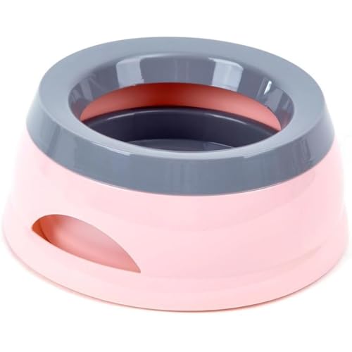NexPon ペット給水器 車のペット給水器 ウォーターボウル 水飲み器 濡れた口のない犬用のフローティングボウル 大容量給水器 飛び散り防止 溢れ・飛び出さない ゆっくり 水飲み おしゃれ 犬 猫 用品 小さくて便利 (ピンク)