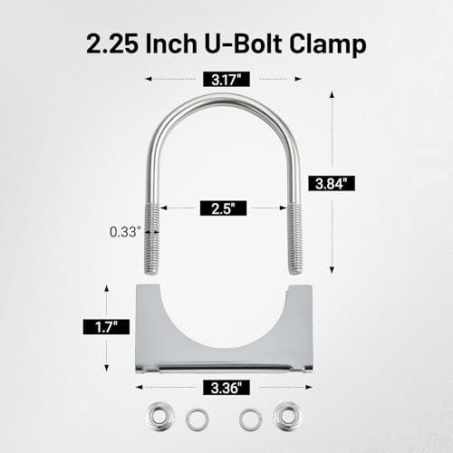 Image of EVIL ENERGY 2.25 inch Heavy Duty U Bolt Exhaust Clamp, 2 1 /4 Inch Stainless Steel U Muffler Clamps, Saddle Style, 2PCS