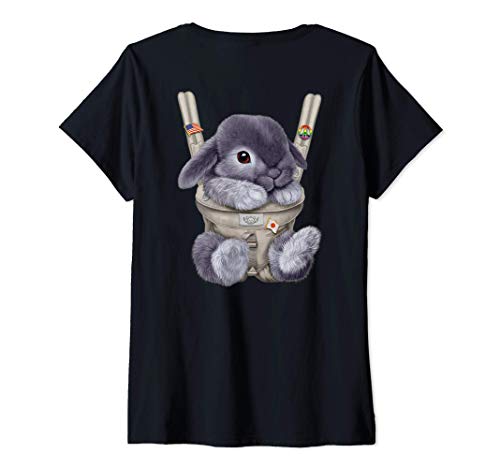 Femme Lapin nain bleu en porte-bébé T-Shirt avec Col en V Cover
