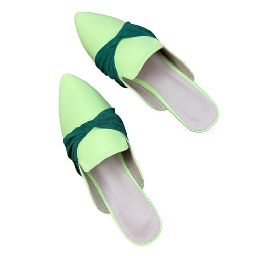 ChaiRong Zhou Women's Bowknot Slippers Flats Ladies Pu Leather Mules with Non-Slip Rubber Sole Indoor Outdoor Casual Shoes