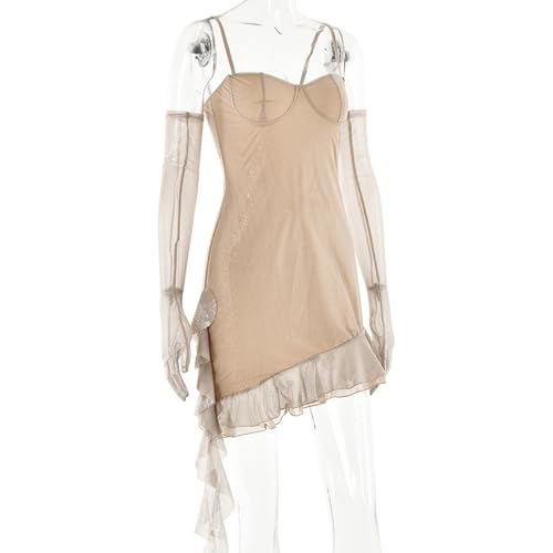 Image of Women's Dress,Sexy Lace Semi See Through Short Dress, Off-Shoulder Bustier Skirt, Asymmetric Short Skirt，Slim
