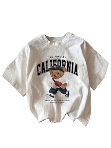 GORGLITTER Women's Cartoon Bear Graphic Tee Shirt Short Sleeve Crew Neck Summer T Shirts Top