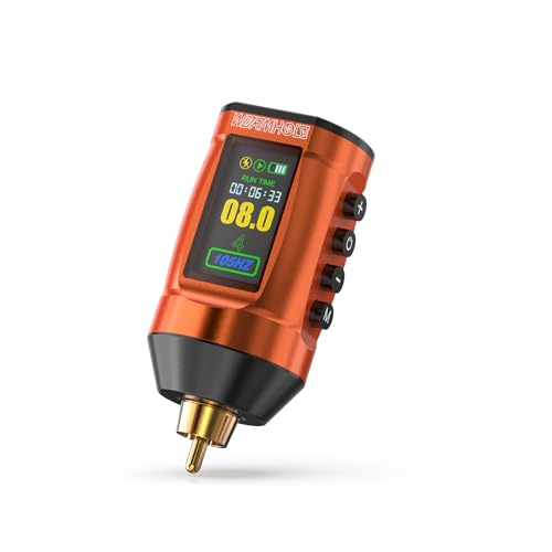 Wormhole Tattoo Battery Pack Wireless Tattoo Power Supply Rechargeable Cordless Tattoo Power Supply Portable RCA Lithium Battery Pack 1 800mAh Capacity with LED Digital Display for Tattoo Gun WB13-C