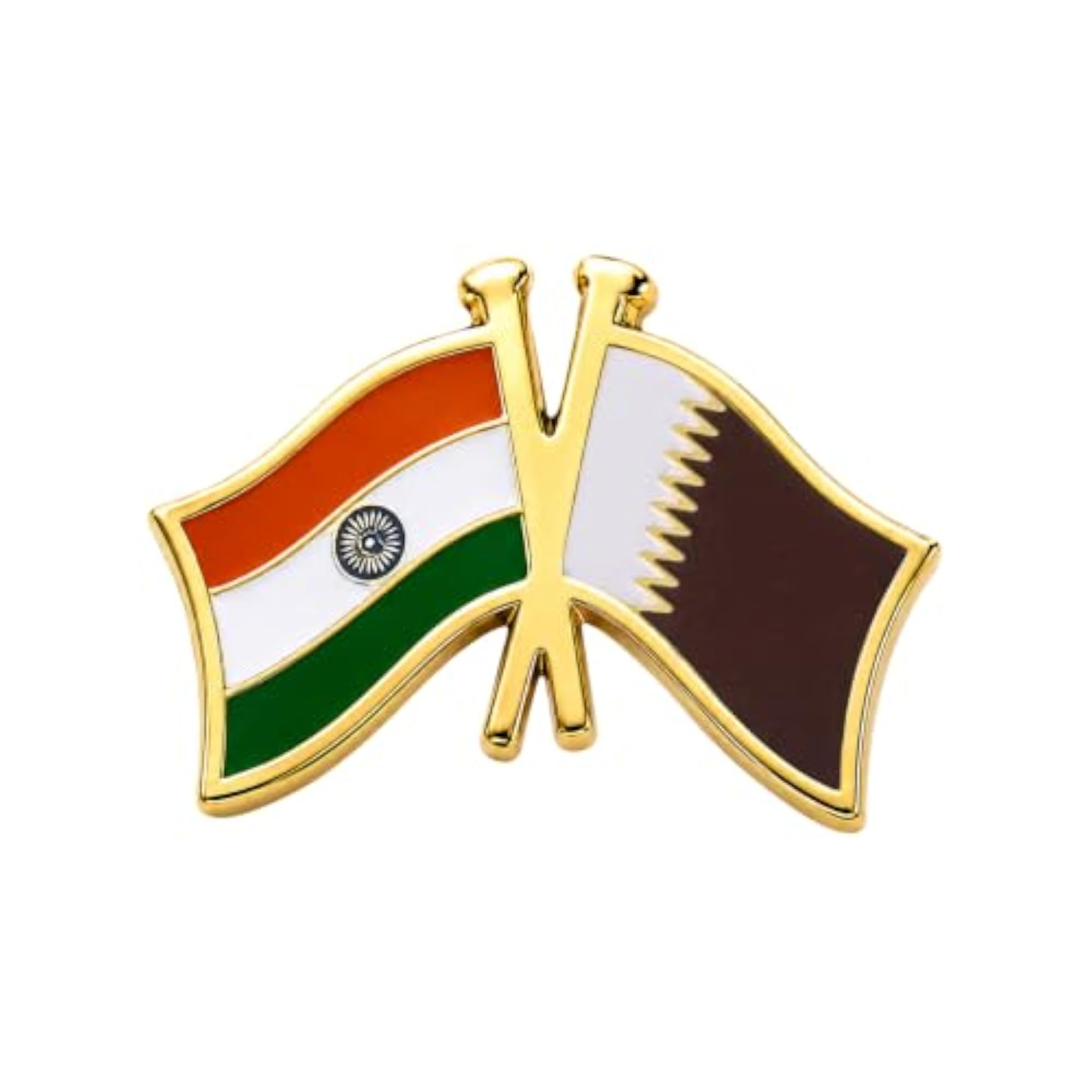 India-Qatar Cross Friendship Brass Lapel Pin
