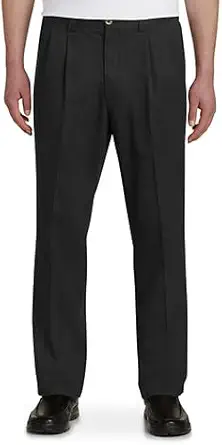 Harbor Bay by DXL Men's Big and Tall Waist-Relaxer Pleated Twill Pants | Flat Front Style, Elasticized Comfort Waistband