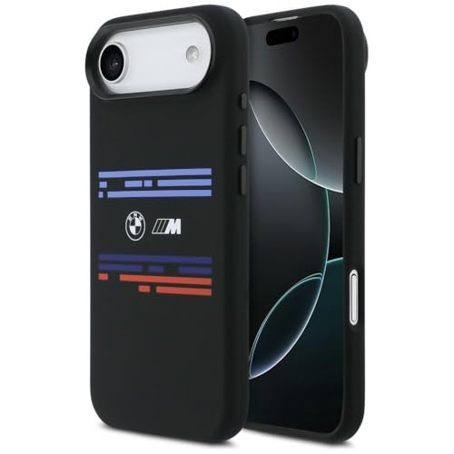 CG MOBILE BMW M Bande horizontale en silicone compatible avec coque MagSafe pour iPhone Air (Noir)