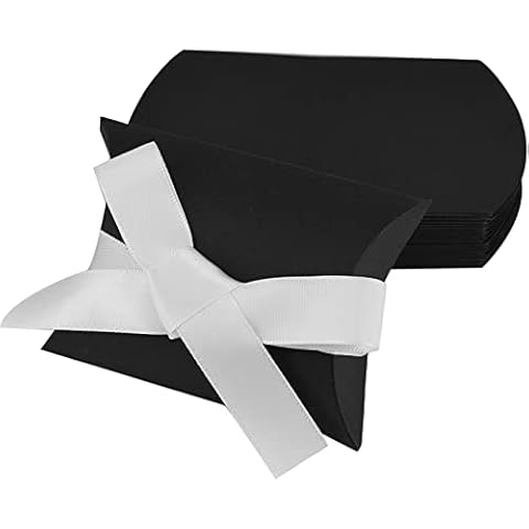 25pcs Klein Geschenkschachtel Kraftpapier Tüten Kissenform Geschenkbox Hochzeit Geschenkkarton Süßigkeiten Karton Schwarz Cover