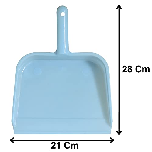 Image of Heart Home Plastic Lightweight 10 inch Dustpan with Comfort Grip Handle for Easy Sweep Broom, Pack of 2 (Pink & Blue)
