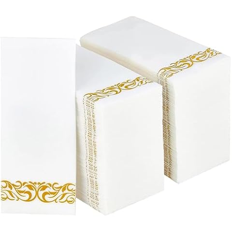 Disposable Guests Towel, Dinner Napkins Guest Towels, Disposable Hand Towel Paper Napkins for Formal Dinner Anniversary Wedding Thanksgiving Party or Events (200pack) Cover
