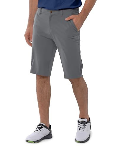 33 000ft Mens Golf Shorts Dry Fit Lightweight Quick Dry Golf Stretch Shorts with Pockets 11 Inseam for Travel Casual Grey