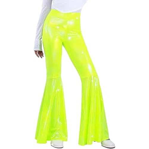 Pantalon palazzo à jambes larges brillant avec taille élastique