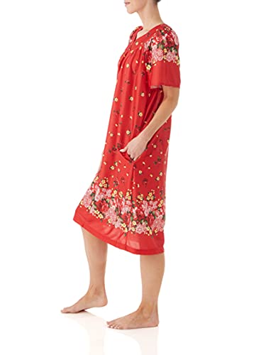 Image of AmeriMark Casual Women's Patio Muumuu House Dress Loose Comfortable Short Sleeve Sun Dress Lounger Gown Sleepwear for Ladies