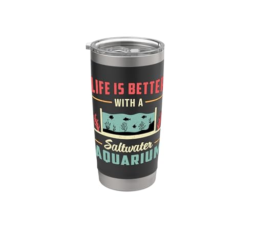 Acuario de agua salada La vida es mejor Acuarista de pecera vintage Vaso térmico de acero inoxidable de doble pared