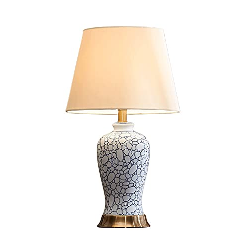 Lámpara de Lectura Lámparas de mesa de noche de cerámica con luz de escritorio con pantalla de tela Lámparas de mesa de mesita de noche concisas retro for lámparas de restaurante de cafetería de ofici