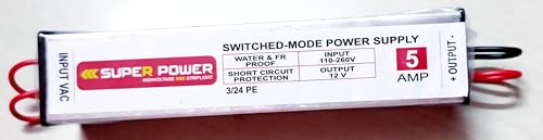 5Amp Driver/Adaptor, 12 Volt DC / 5 AMP Output, Supply for LED Strip Light Lamp/CCTV Camera/Security System/Radio/Computer Project (12V/5 AMP) with 1 Year Warranty 5Amp Driver/Adaptor, 12 Volt DC / 5 AMP Output, Supply for LED Strip Light Lamp/CCTV Camera/Security System/Radio/Computer Project (12V/5 AMP) with 1 Year Warranty