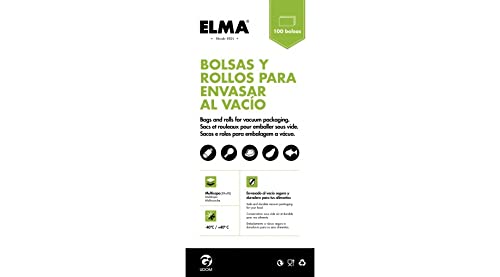 ELMA Pack 100 Bolsas Gofradas para Envasado al Vacío de Alimentos 30x40cm