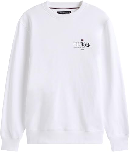 Tommy Hilfiger Herren Sweatshirt Stacked Regular Fit, Weiß (White), XS – Ansicht 4