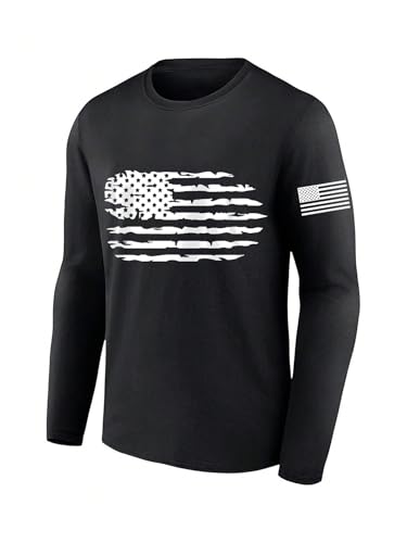 SweatyRocks Men's USA Flag Graphic Long Sleeve T Shirt Casual Crew Neck Streetwear Tees2