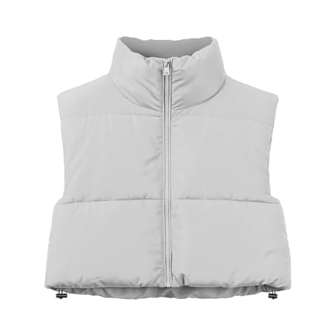 A2Y Crop Lightweight Sleeveless Warm Padded Outerwear Puffer Vest Grey M Cover