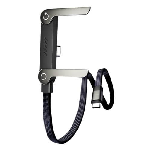 240W USB-C Schnellladekabel mit klappbarem Ständer, 8 DC-Adapter – Schwarz