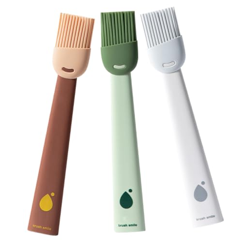 INOOMP 3Pcs Silicone Basting Brush Heat Resistant Kitchen Tool for Bbq Grilling Baking Ergonomic Handle Easy to Clean for Oil Sauce Marinade Applications